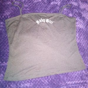 Black "Baby Girl" cropped tank, Size M